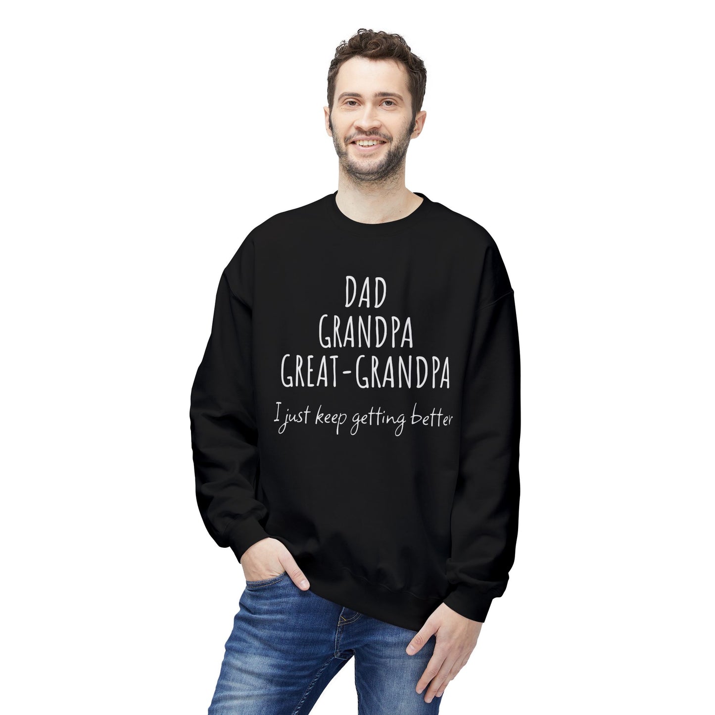 Super Grandpa Evolution – Dad, Grandpa, Great Grandpa Sweatshirt