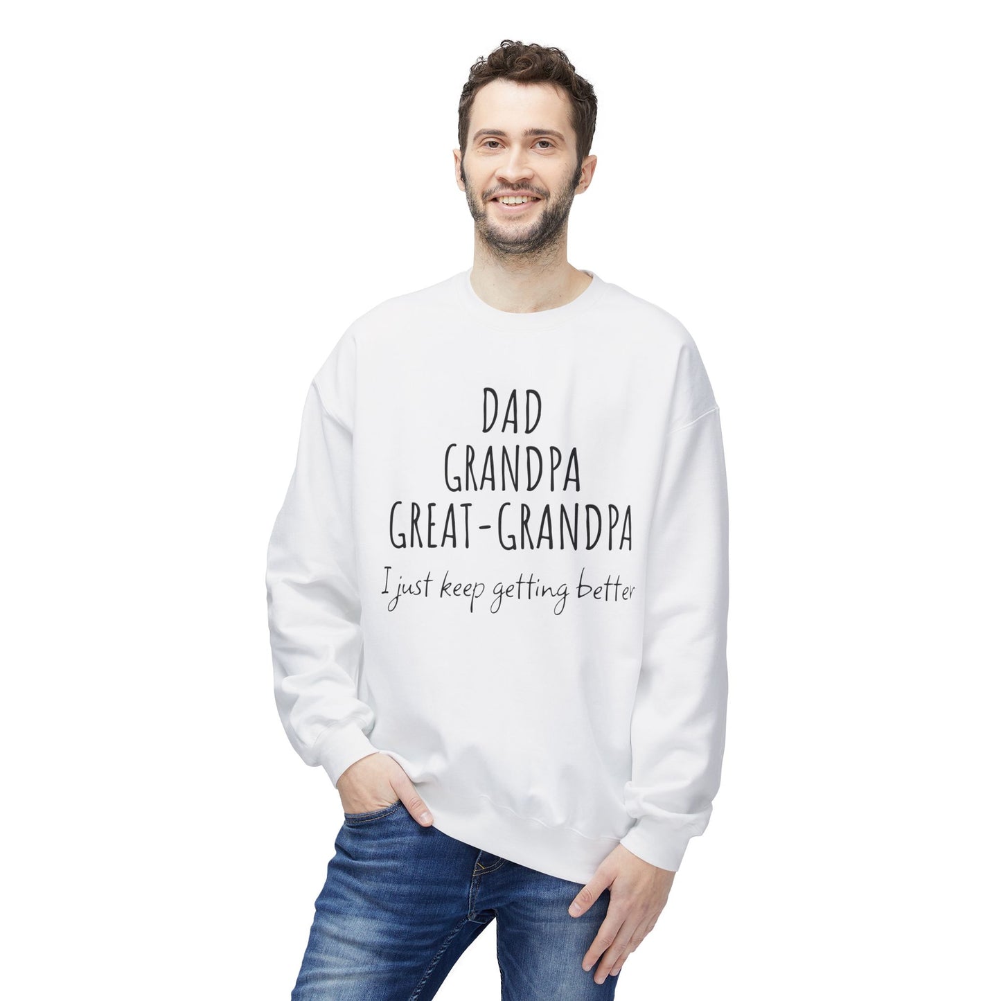 Super Grandpa Evolution – Dad, Grandpa, Great Grandpa Sweatshirt