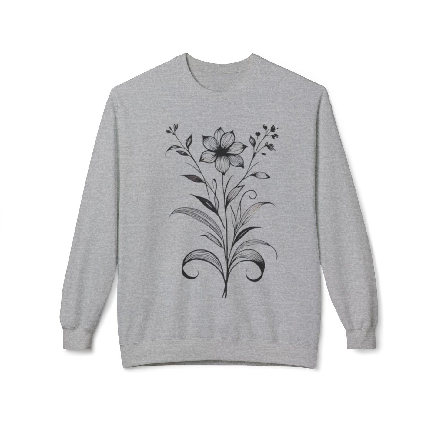 Floral Line Art Sweatshirt - Women's