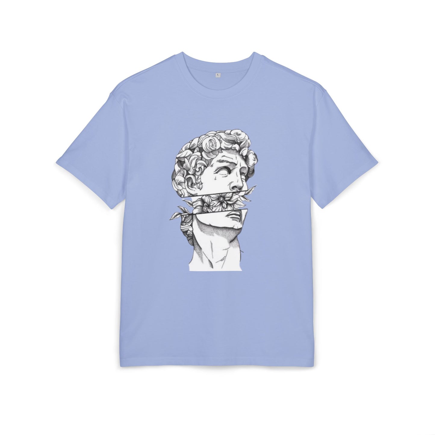 Greek god T shirt front viola blue