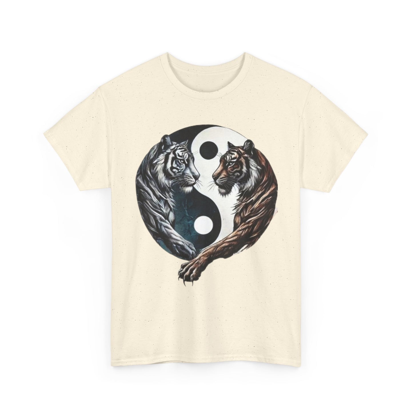 Yin Yang Tiger T Shirt Front Whitish Yellow