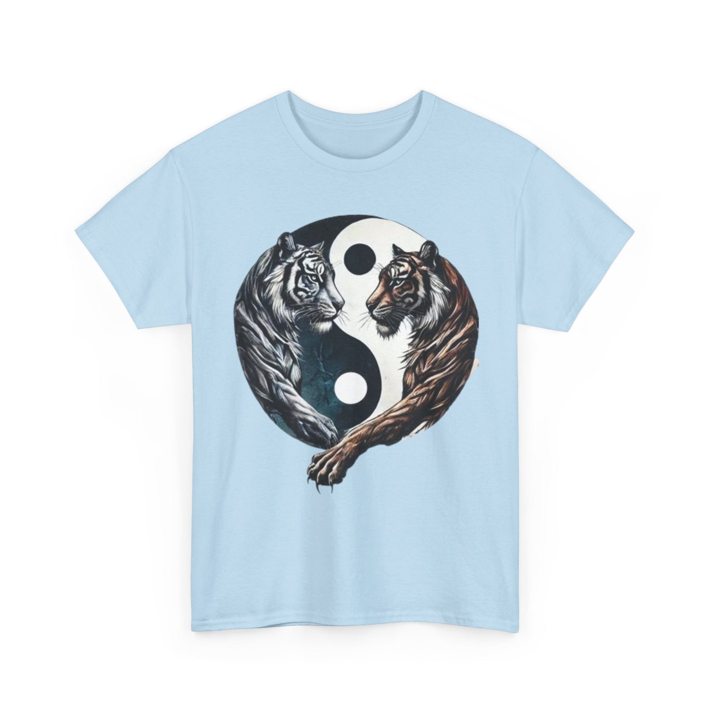 Yin Yang Tiger T Shirt Front Light Blue