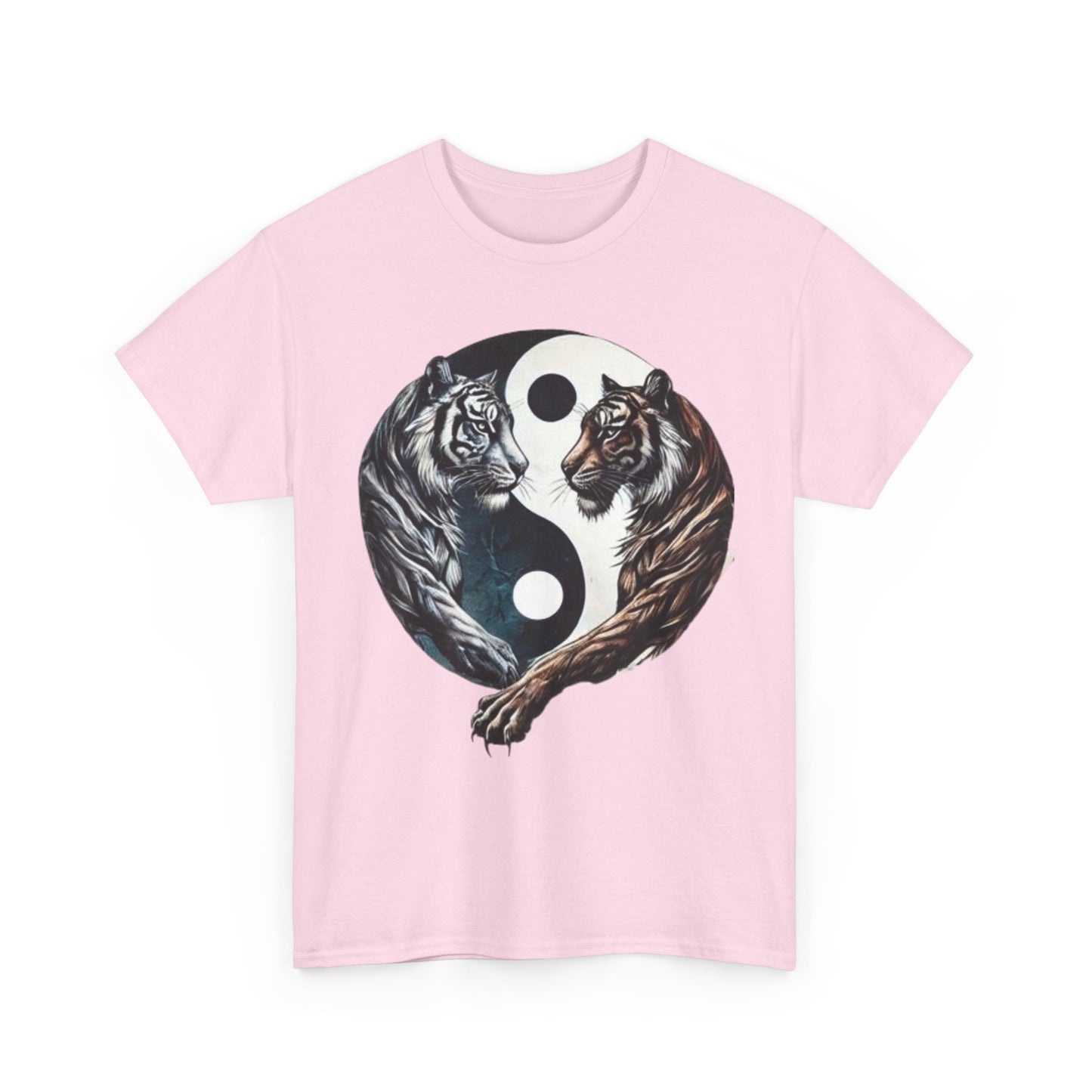 Yin Yang Tiger T Shirt Front Light Pink