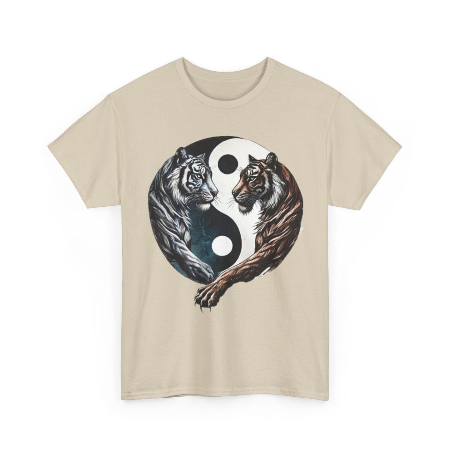 Yin Yang Tiger T Shirt Front beige 