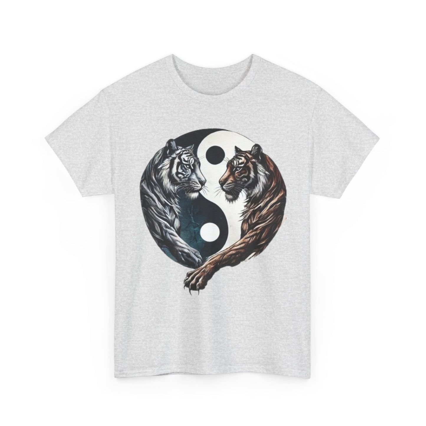 Yin Yang Tiger T Shirt Front Grey