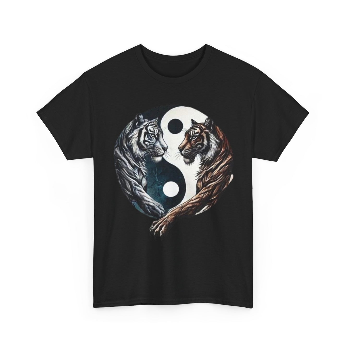 Yin Yang Tiger T Shirt Front Black