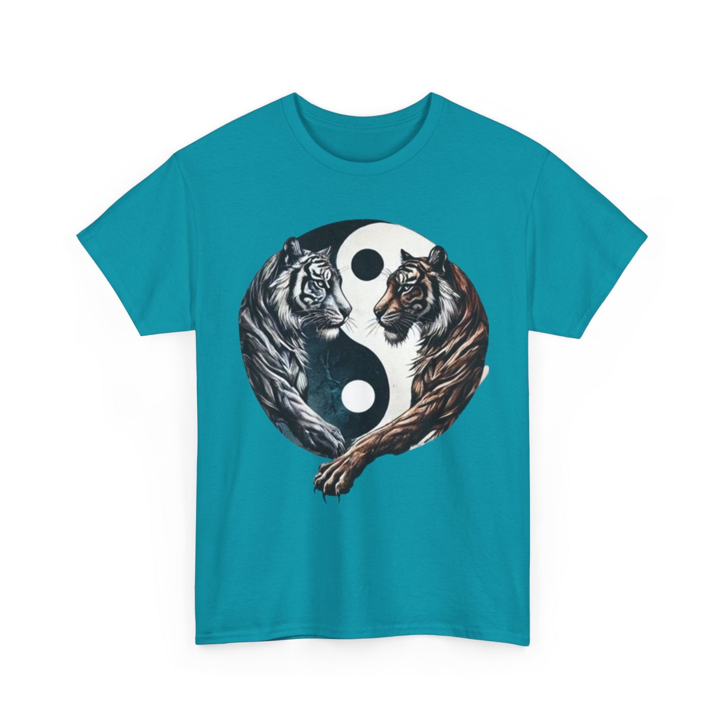 Yin Yang Tiger T Shirt Front Green Blue