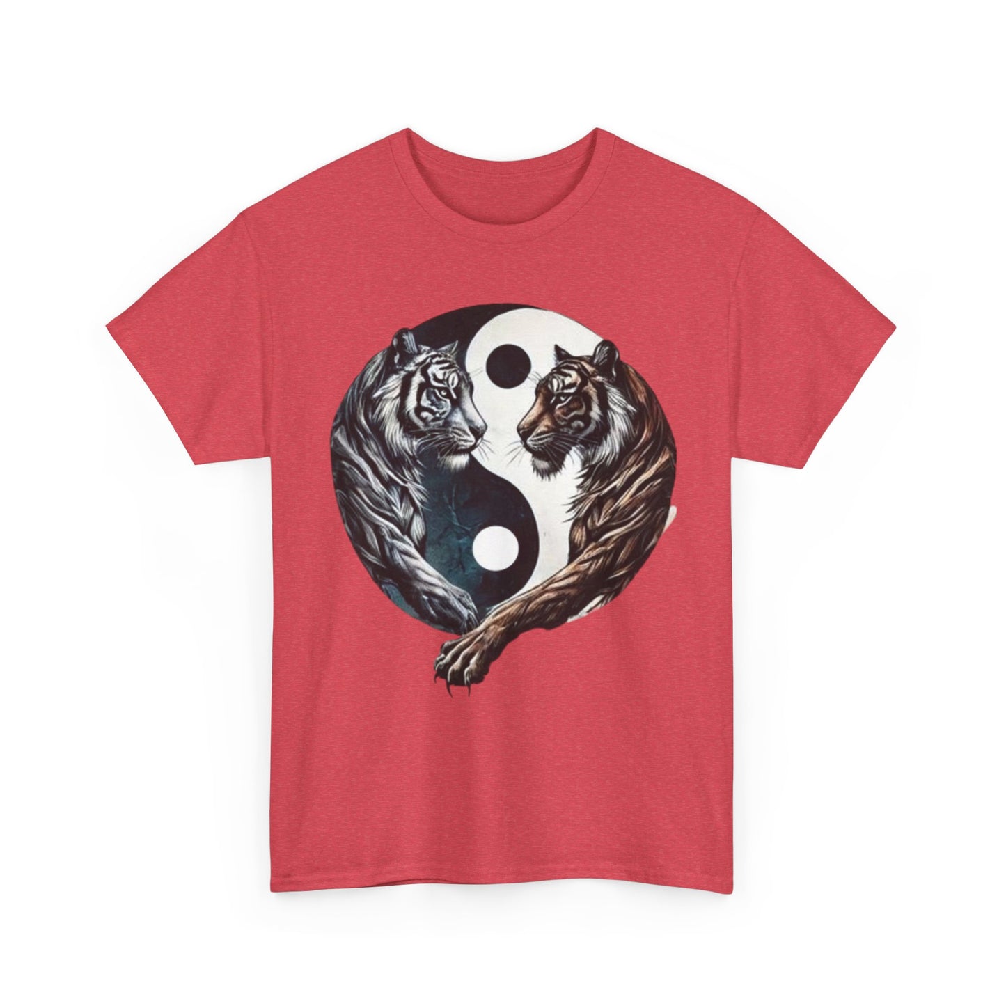 Yin Yang Tiger T Shirt Front Red